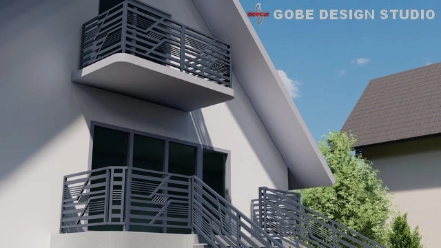 nowoczesne balustrady tarasowe model Gobe 375 140