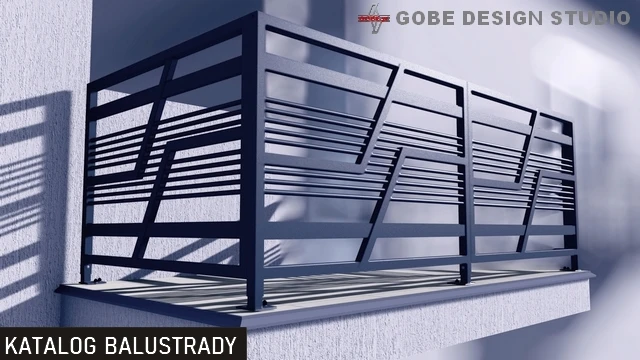 Nowoczesna balustra balkonowa na typowej płycie betonowej Gobe model 379