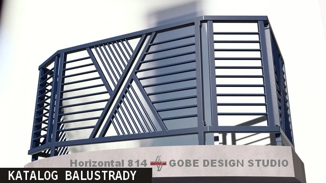 nowoczesne balustrady balkonowe na półokroągłym balkonie model Gobe 369