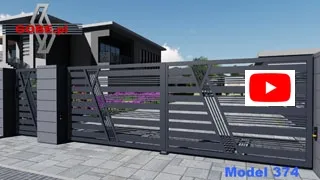 modern sliding gate, automatic opening and closing on the remote control